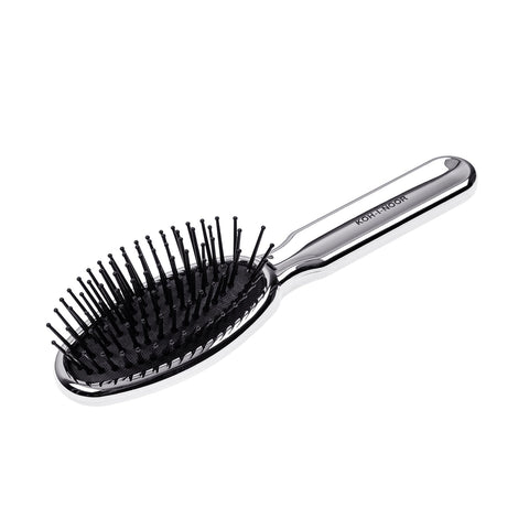KOH-I-NOOR Metallic Pocket Pneumatic Hair Brush with Plastic Pins Oval Medium CHROME