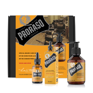 PRORASO Beard Care Duo WOOD & SPICE - Beard Oil + Beard Wash