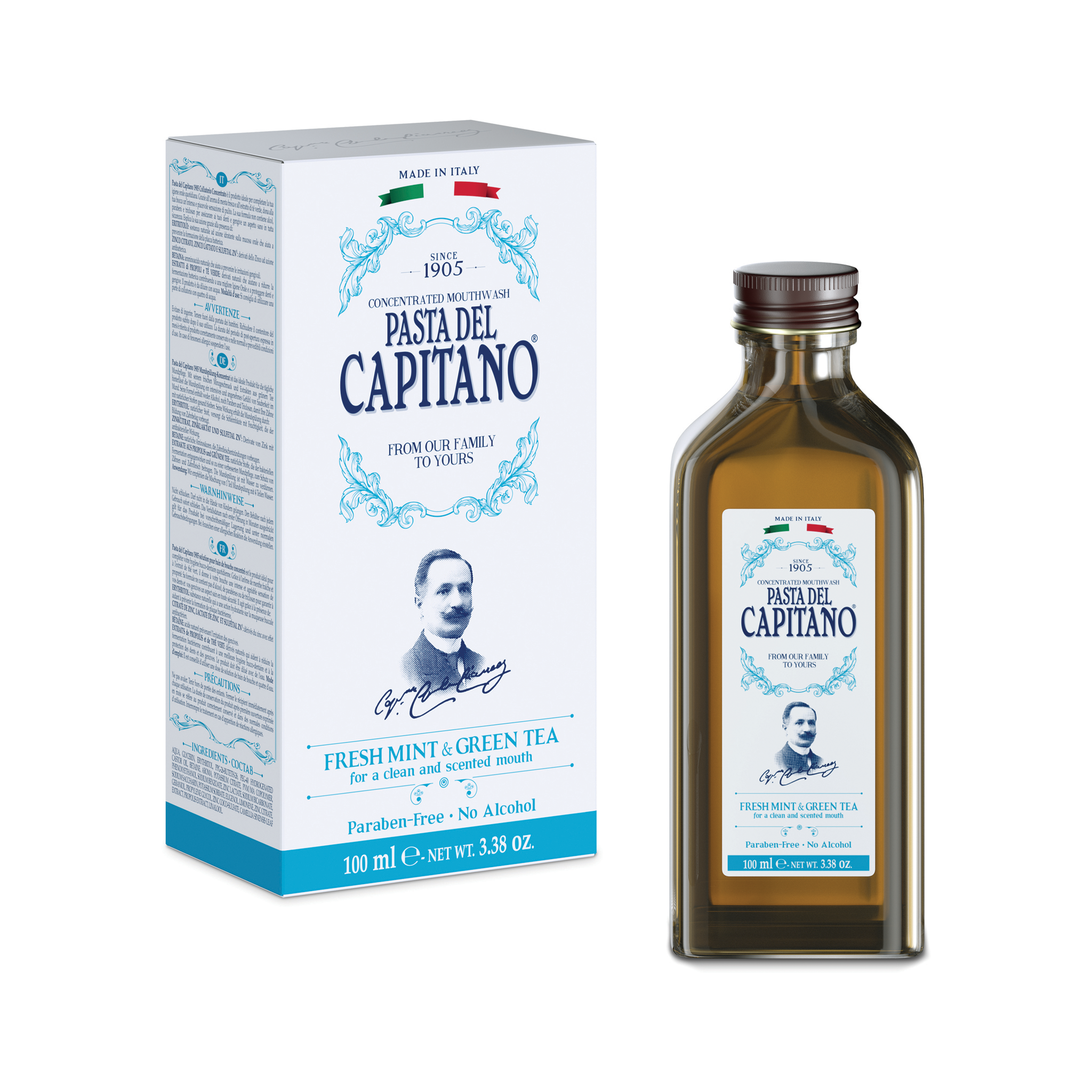 CAPITANO 1905 Fresh Mint and Green Tea Mouthwash (100ml)